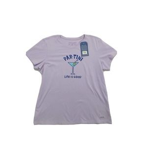 NWT Women's Life is Good Par-Tini T-Shirt Purple XL 100% Cotton